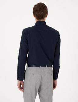 Lacivert Regular Fit Uzun Kollu Basic G_mlek