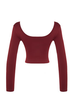 Bordo Seamless/Dikissiz Crop Ekstra Esnek Orme Spor Ust/Bluz TWOAW22BZ0450