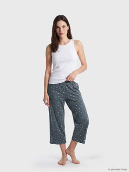 Y?ld?z Bask?l? Kad?n Kapri Pijama Alt?