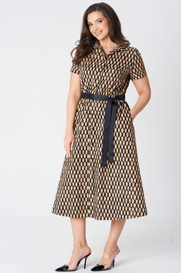 Платье Lenata 16489 бежевый с рисунком