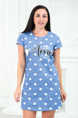 Туника женская из кулирки Медея горох голубой - Амадэль фото 4