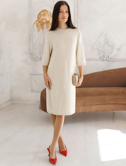 Платье вязаное из хлопковой пряжи с пайетками - Vilatte фото 5