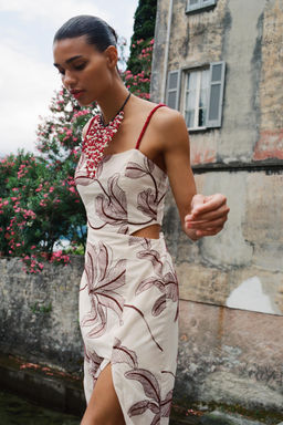 CUT OUT EMBROIDERED MIDI DRESS - Zara фото 2