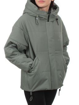 282 GRAY/GREEN Куртка зимняя облегченная женская (верблюжья шерсть)