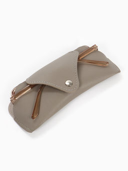 Футляр для очков , 16*3*6,3 см, кнопка, серый