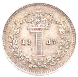 1 пенни 1887 года Великобритания Маунди