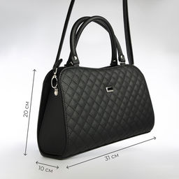 Сумка женская тоут на молнии, 31×10×20 см, однотонная, со стёжкой, чёрная