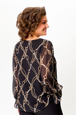 Блуза Swallow 803.2 черный+серебряный узор фото 755