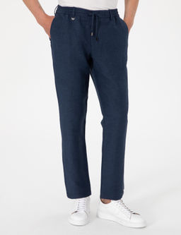 Lacivert Slim Fit Keten Kar___ml_ Pantolon - Pierre cardin фото 2
