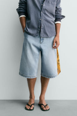 LIMITED EDITION RELAXED FIT DENIM BERMUDA SHORTS - Zara фото 17