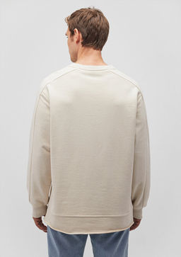 Bisiklet Yaka Bej Sweatshirt - Mavi фото 4