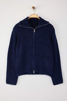 Wardrobe Essentials Lacivert Fermuarl? Yumusak Dokulu Genis Kal?p Triko H?rka|TWOAW26HI00049