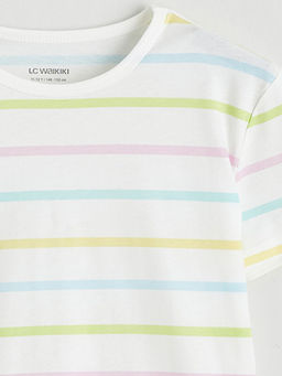 Bisiklet Yaka ?izgili K?z ?ocuk Ti??rt