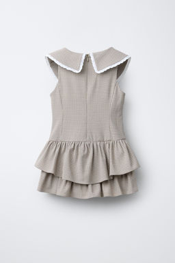 CHECK DRESS WITH RUFFLES AND LACE TRIM - Zara фото 8