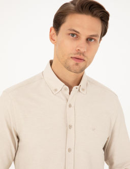 Bej Slim Fit Uzun Kollu G_mlek - Pierre cardin фото 2
