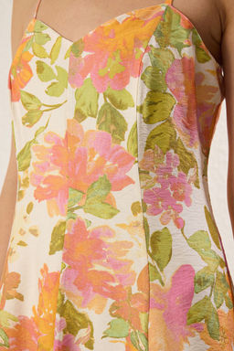 TRENDYOLMILLA Cok Renkli Cicekli Etegi Belden Ac?lan Midi Dokuma Elbise TWOSS25EL00206  фото 6