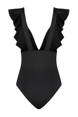 Siyah Derin Dekolteli Volanl? Normal Paca Mayo TBESS23MA00279