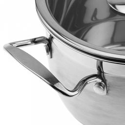 Кастрюля из нержавеющей стали "Аксай" 2,1л, д17,7см h11,7см, s0,35мм, матовая полировка, стеклянная крышка, металлические ручки, с теплораспределительным дном 0,5см, цветная коробка (Китай)