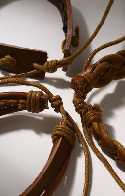 Браслет кожа «Тревел» 3 шт., коричневый, d=7.5 см