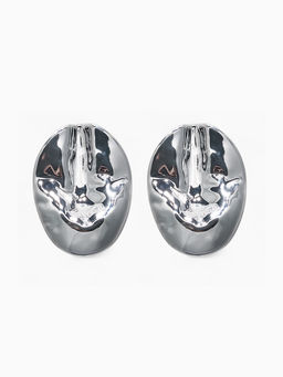 Серьги пластик Кофейное зерно, цвет серебро