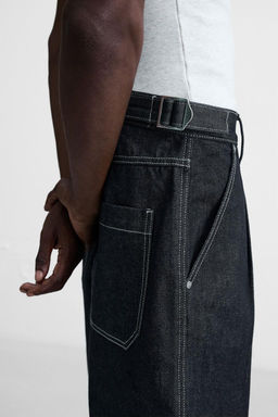 BELTED BAGGY FIT DENIM BERMUDA SHORTS - Zara фото 6