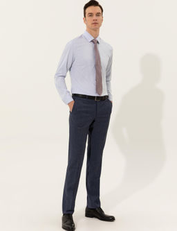 Голубая базовая рубашка зауженного кроя с длинным рукавом - Cacharel фото 4