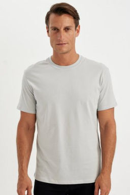 New Regular Fit Bisiklet Yaka Basic Duz %100 Pamuk K?sa Kollu Tisort