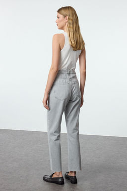 Gri Pacas? Kesikli Yuksek Bel Straight Jeans TWOAW25JE00308 - Trendyolmilla фото 5