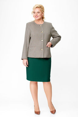 Костюм Swallow 689 бежево-зеленая клетка+зеленый
