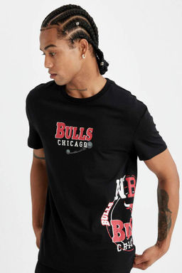 DeFactoFit NBA Chicago Bulls Standart Fit Bisiklet Yaka S?rt Baskl? Pamuklu K?sa Kollu Tisort  фото 2