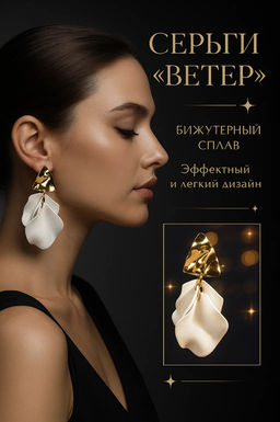 Серьги ассорти Ветер мятые треугольники, цвет бело-золотой - Queen fair фото 4