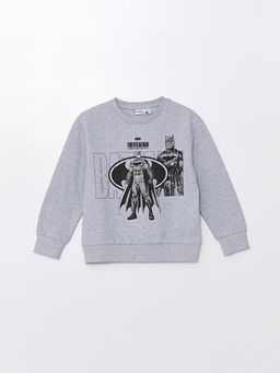 Bisiklet Yaka Batman Bask?l? Uzun Kollu Erkek ?ocuk Sweatshirt