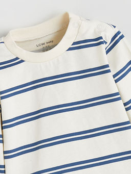 Bisiklet Yaka ?izgili Erkek Bebek Sweatshirt ve Pantolon 2li