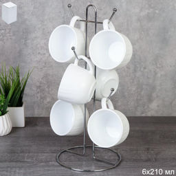 Кружка набор 6 штук на металлическом стенде 210 мл DCB210 (white)