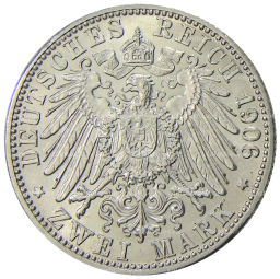 2 марки 1906 года Германия (Баден)  50 лет свадьбе Фридриха I и Луизы Прусской