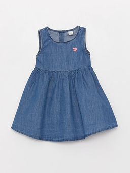 Bisiklet Yaka Bask?l? K?z Bebek Jean Elbise