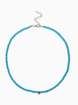 Чокер из бисера «Хрусталь», сердце, голубой в серебре, 36 см + 5 см доп, цепочка