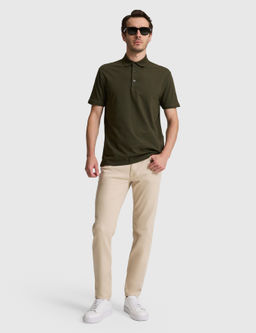 Haki Slim Fit Pamuk Kar___ml_ D__meli Polo Yaka Basic T-shirt
