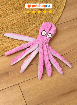 Игрушка для собак, мягкий шуршащий осьминог с пищалкой, 30 см., цвет в ассортименте PS020