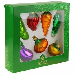 Елочная игрушка фигурка стеклянная Овощи, ручная художественная роспись, подарочная упаковка, набор 7шт (Россия) - Домашняя мода фото 2