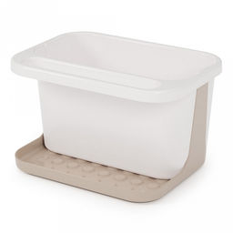 Подставка для губок, моющего средства, тряпок пластмассовая 21,5х15х13см бело-бежевый (Россия)