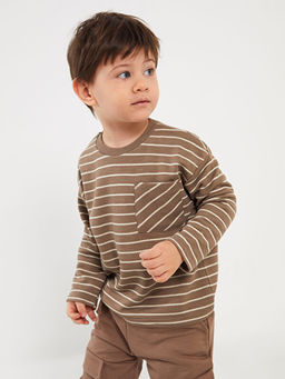 Bisiklet Yaka Uzun Kollu ?izgili Erkek Bebek Ti??rt - Waikiki фото 3