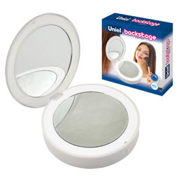 ULK-F70 2AAA WHITE Зеркало карманное с подсветкой (1Х+2Х). На батарейках 2AАА (не в/к). Белый. ТМ Uniel - Volpe фото 8