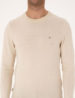 Bej Slim Fit Bisiklet Yaka Basic Triko Kazak - Pierre cardin фото 6