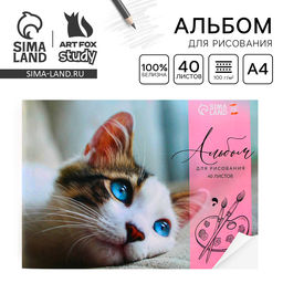 Цена за 2 шт. Альбом для рисования 40 листов А4 на скрепке «Котёнок» обложка 160 г/м², бумага 100 г/м².