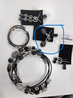 Серьги 22ak7072 черный серебро