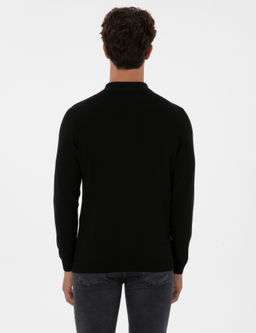 Siyah Slim Fit Polo Yaka Basic Triko Kazak - Pierre cardin фото 5