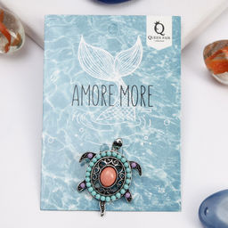 Брошь «Этника. Черепашка», разноцветная в серебре