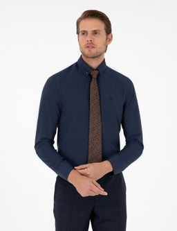 Lacivert Slim Fit Uzun Kollu G_mlek