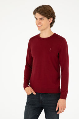 Свитер мужской U.S. Polo Assn бордово-красный хлопок  фото 10